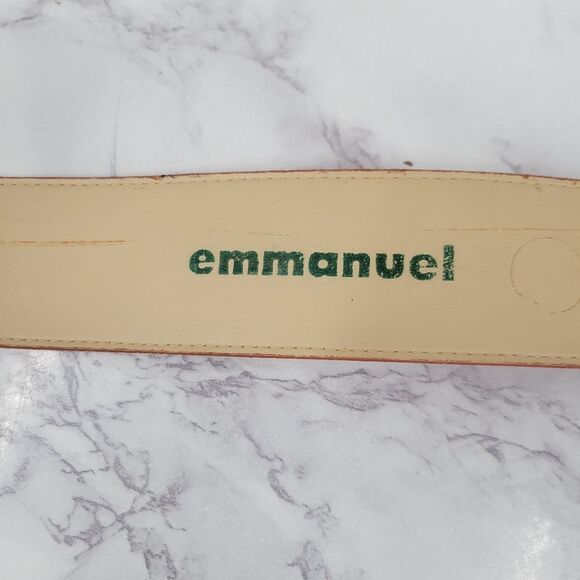 Emmanuel Vintage Oversized Gold Buckle and Deep Coral Lizard Embossed Belt main image 13